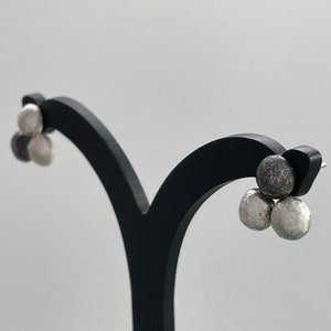 Silver geometric stud earrings image 6