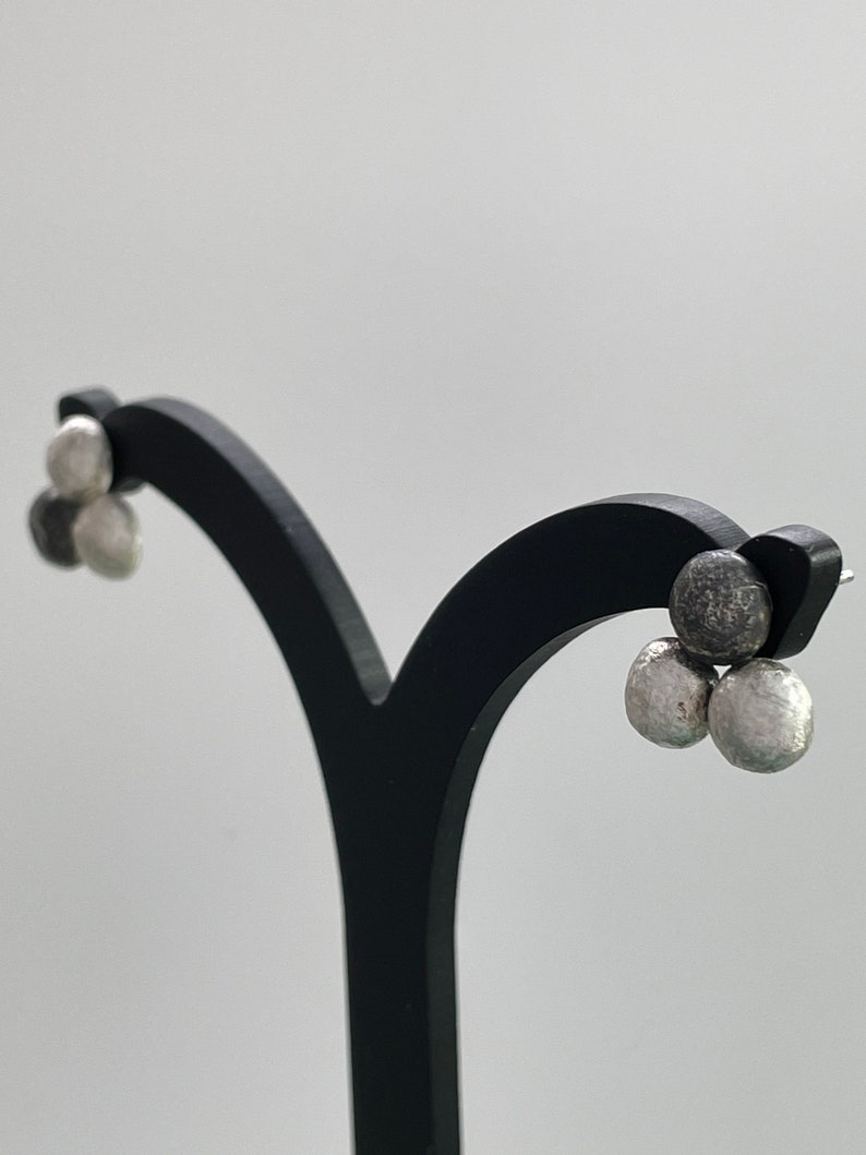 Silver geometric stud earrings image 6