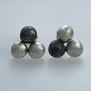 Silver geometric stud earrings image 1