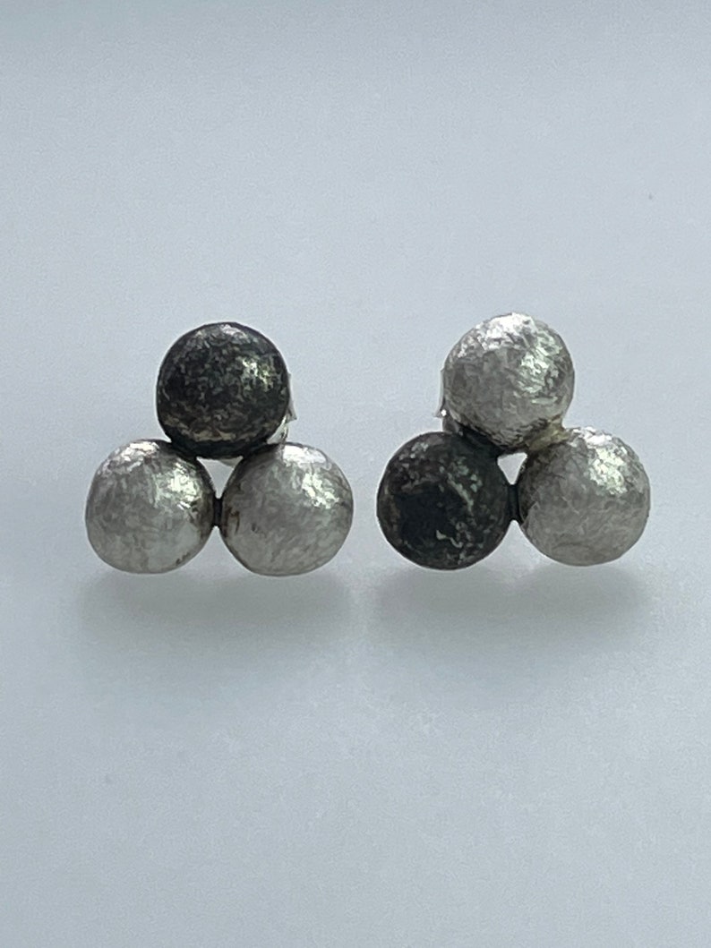 Silver geometric stud earrings image 1