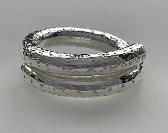 Chunky silver textured wrap ring