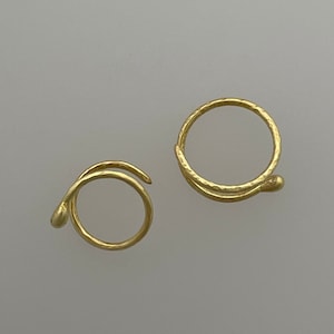 Tiny 18k solid gold spiral hoop earrings