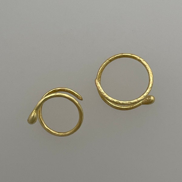 Tiny 18k gold spiral hoop earrings