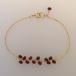 18k solid gold chain bracelet with garnet