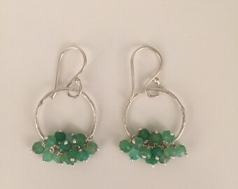 Chrysoprase & silver chandelier earrings