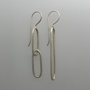 Asymmetric oval link silver earrings