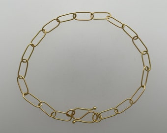 Pulsera de cadena de eslabones ovalados de oro macizo de 18 quilates