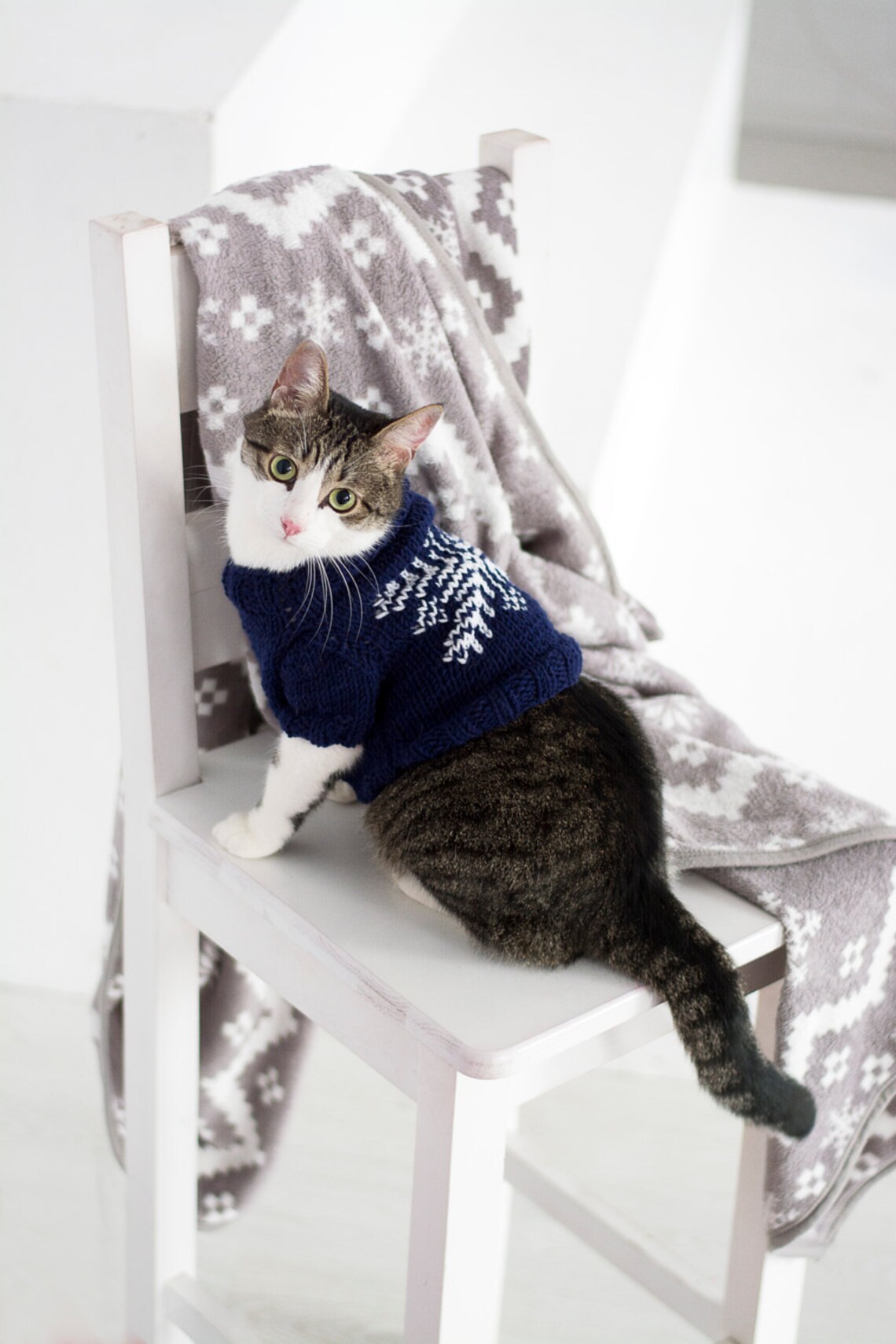 Snowflake Sweater for Cat Cat Clothes Warm Hand Knitted Etsy