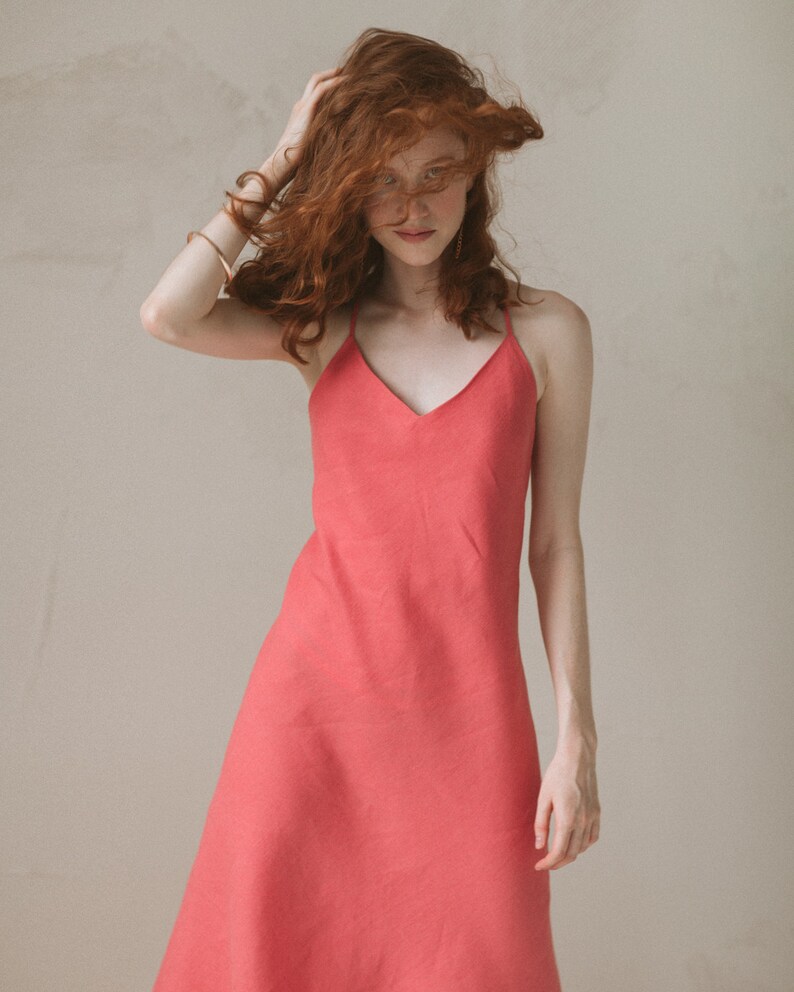 Linen Fitted Slip Dress / Summer Linen Dress Etsy