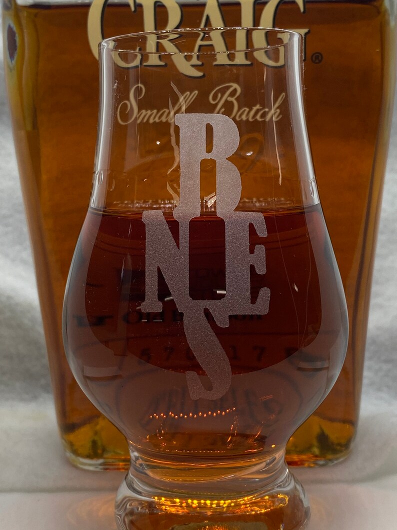Custom Etched Glencairn glass for The New England Barrel