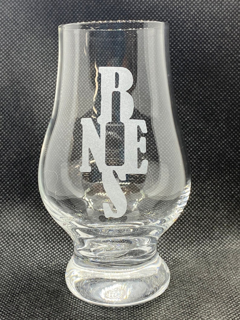 Custom Etched Glencairn glass for The New England Barrel
