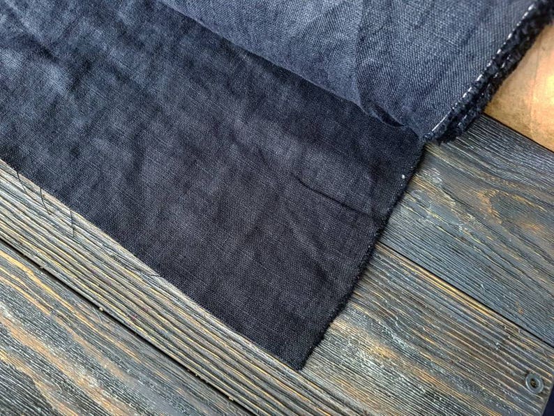 Softened Charcoal Linen Fabric by the Meter Natural Linen Etsy