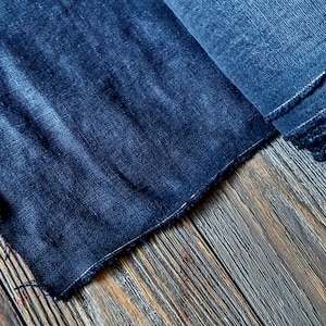 Dark Blue Linen Fabric by the Meter, Washed Natural Linen Cobalt Blue ...