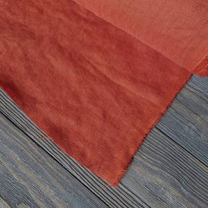 Rust linen fabric by the meter, natural linen burnt orange color fabric, rust pre-washed stonewashed linen  softened fabric by the yard