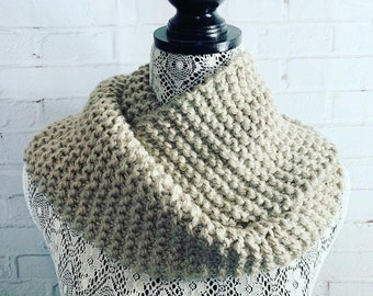 Beige infinity scarf / hand knit infinity scarf / beige wool scarf / scarves for women / beige scarf / winter infinity scarf / sale scarf