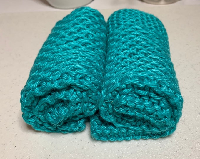 Egyptian cotton washcloth / hand knitted washcloth / handmade gifts / self gifting / self care gift / natural skin care / emerald green
