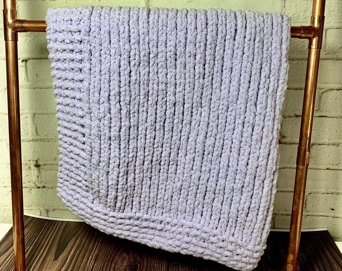 Hand Knitted Pet Blanket | Sparkly Blanket | Cat Blanket | Dog Blanket | Handmade Pet Gifts | Lilac Blanket | Light Purple Baby Blanket |