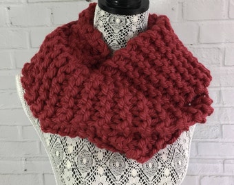 Red infinity scarf / red scarf / knit infinity scarf / ready to ship / made in Canada / gifts for her / women's scarf / hand knit scarf /