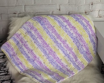 Hand Knit Cat or Small Dog Blanket | Purple & Yellow Pet Blanket || Cozy Bedding | Gift for Pet Parents | Ready to Ship | New Pet Gifts