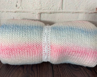 Charming Gradient Striped Baby Blanket | Pink, White & Blue Blanket  Ready to Ship | Baby Shower Gift | Crochet Baby Blanket | Baby Gifts