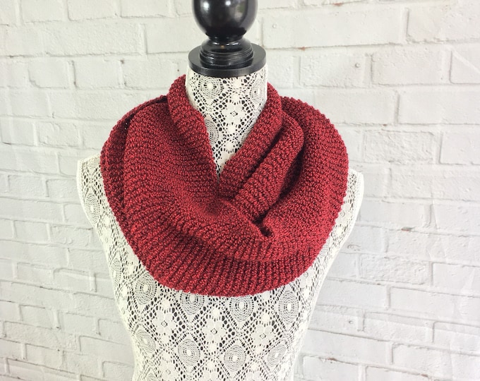 Red and black scarf / red infinity scarf / knit infinity scarf / unisex scarf / unisex gift / gift for him / gift for her / self gifting