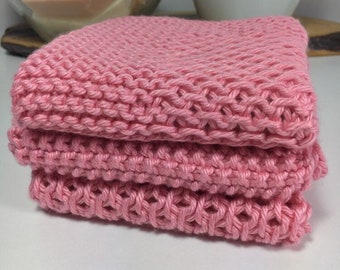 Knit cotton washcloth / pima cotton washcloth / luxury washcloth / spa cloth / luxury skincare / natural skincare / pink washcloth