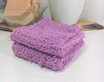 Knit washcloth / scrubby washcloth / free shipping / ready to ship / lavender / washcloth / skincare
