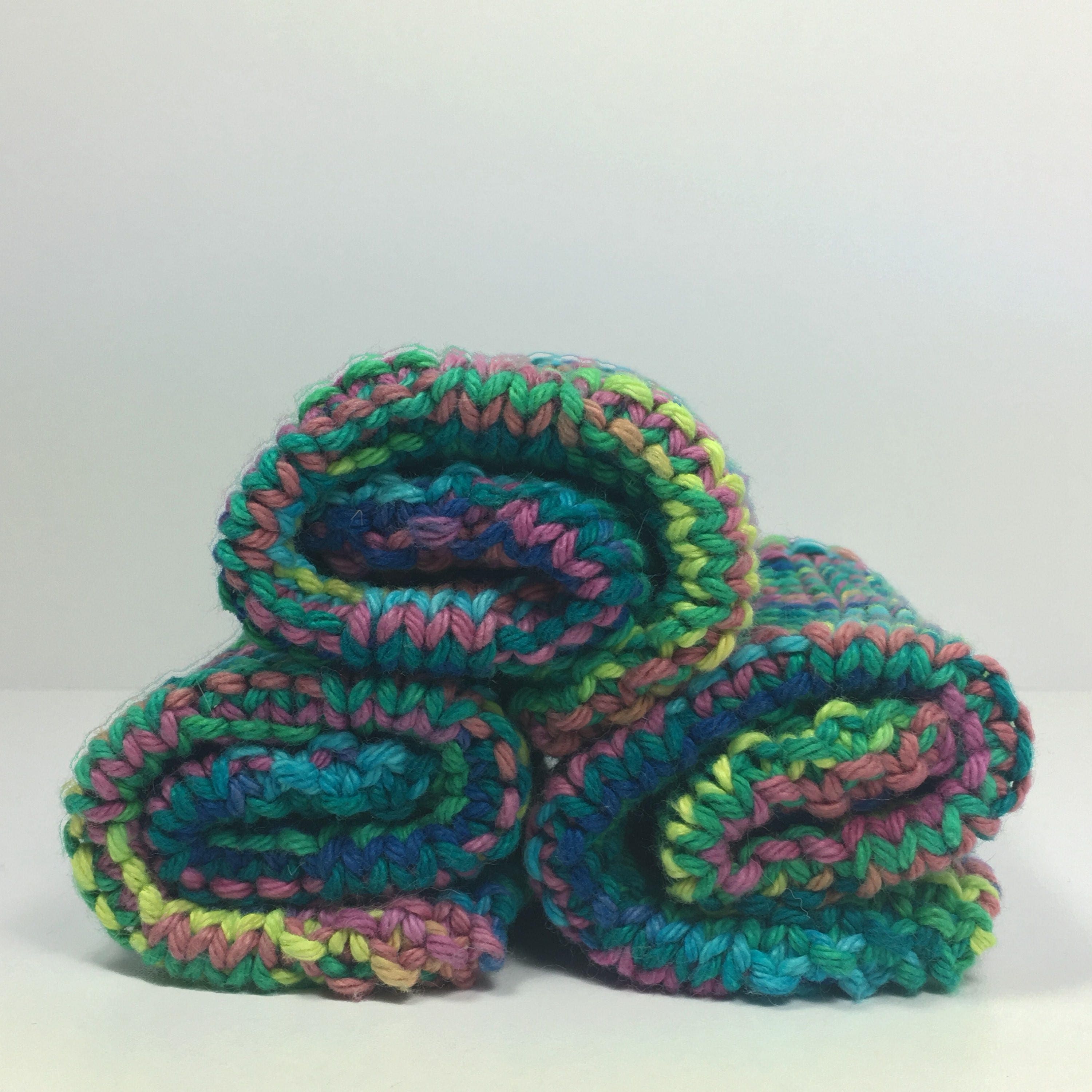 hand knit cotton dishcloth rainbow dishcloth rainbow kitchen decor