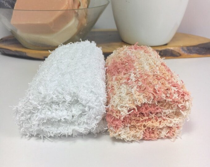 Knit washcloth / scrubby washcloth / face scrubby / exfoliating washcloth / eco friendly bath products / self care bath / ritual bath / sale