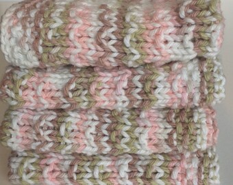 Pink knit washcloth / knit dishcloth / natural skin care / eco friendly gift / hostess gift / gifts for her / washcloth set / skincare /