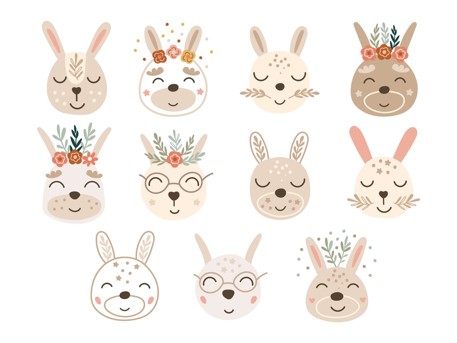 Osterhase Gesicht SVG Bundle frohe Ostern Boho Clipart Tier | Etsy
