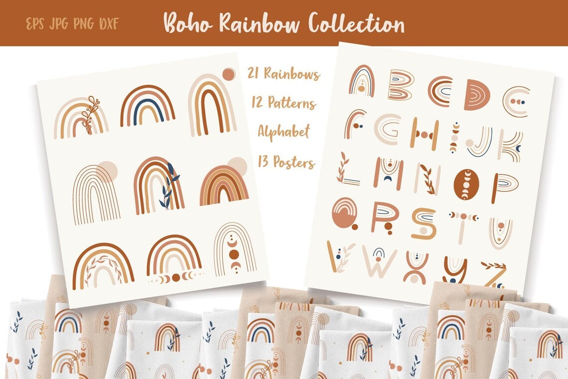 Download Rainbow SVG Clipart Boho Digital Paper Neutral Rainbow | Etsy