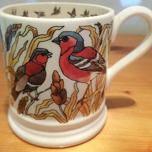 Taza de Emma Bridgewater Chaffinch Gama Good Gardening 1/2 pinta Nueva discontinuada Patrón raro Pájaros de jardín británicos