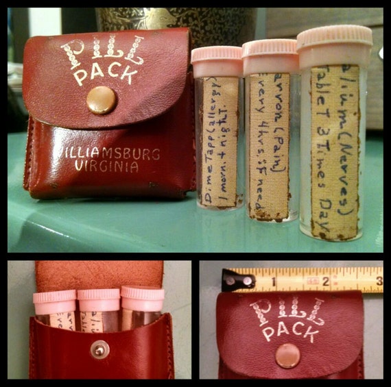 Items similar to Vintage Leather Souvenir Pill Case on Etsy