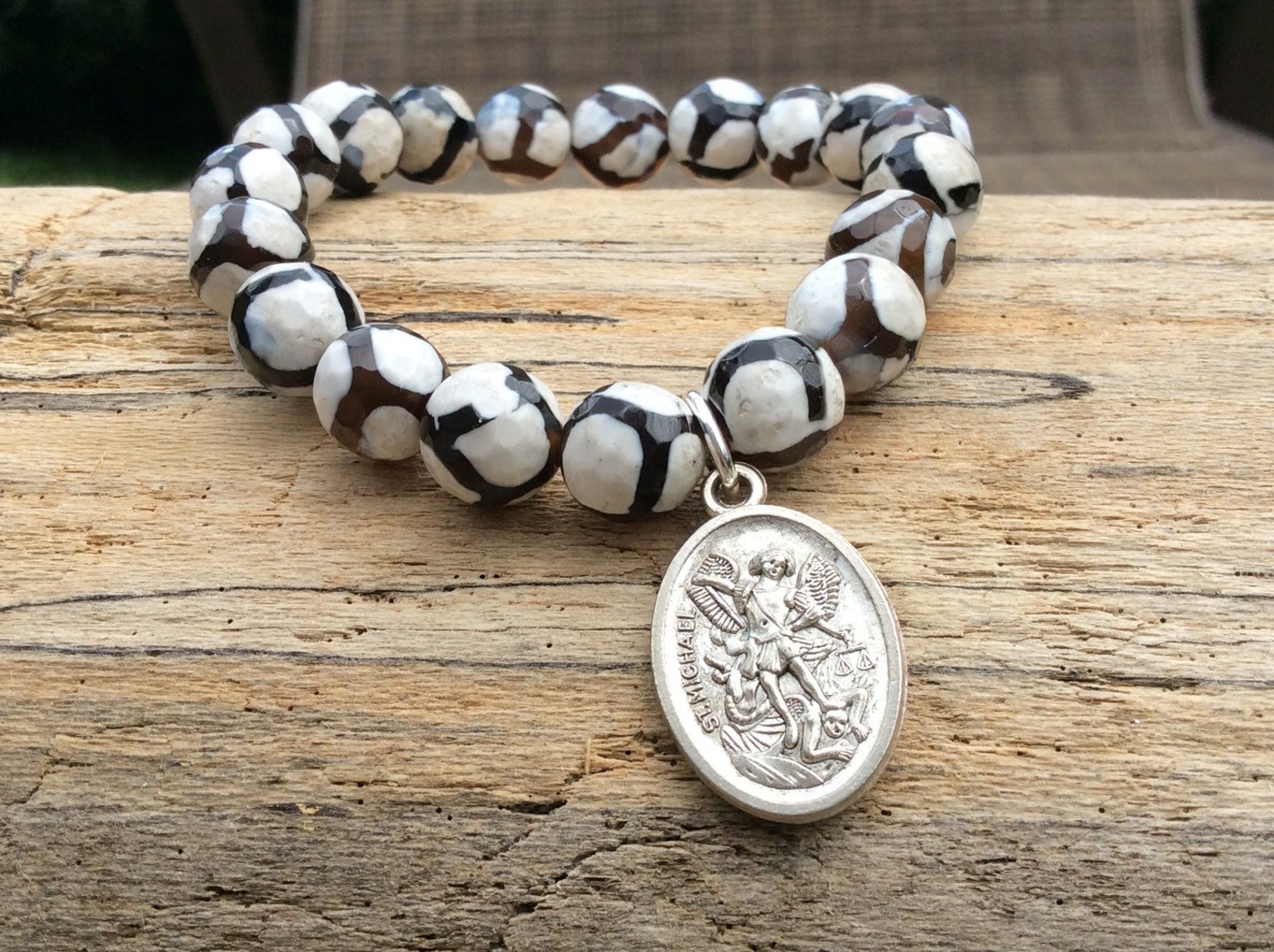 Boho Black Stretch Bracelet. Religious Stretch Bracelet Etsy