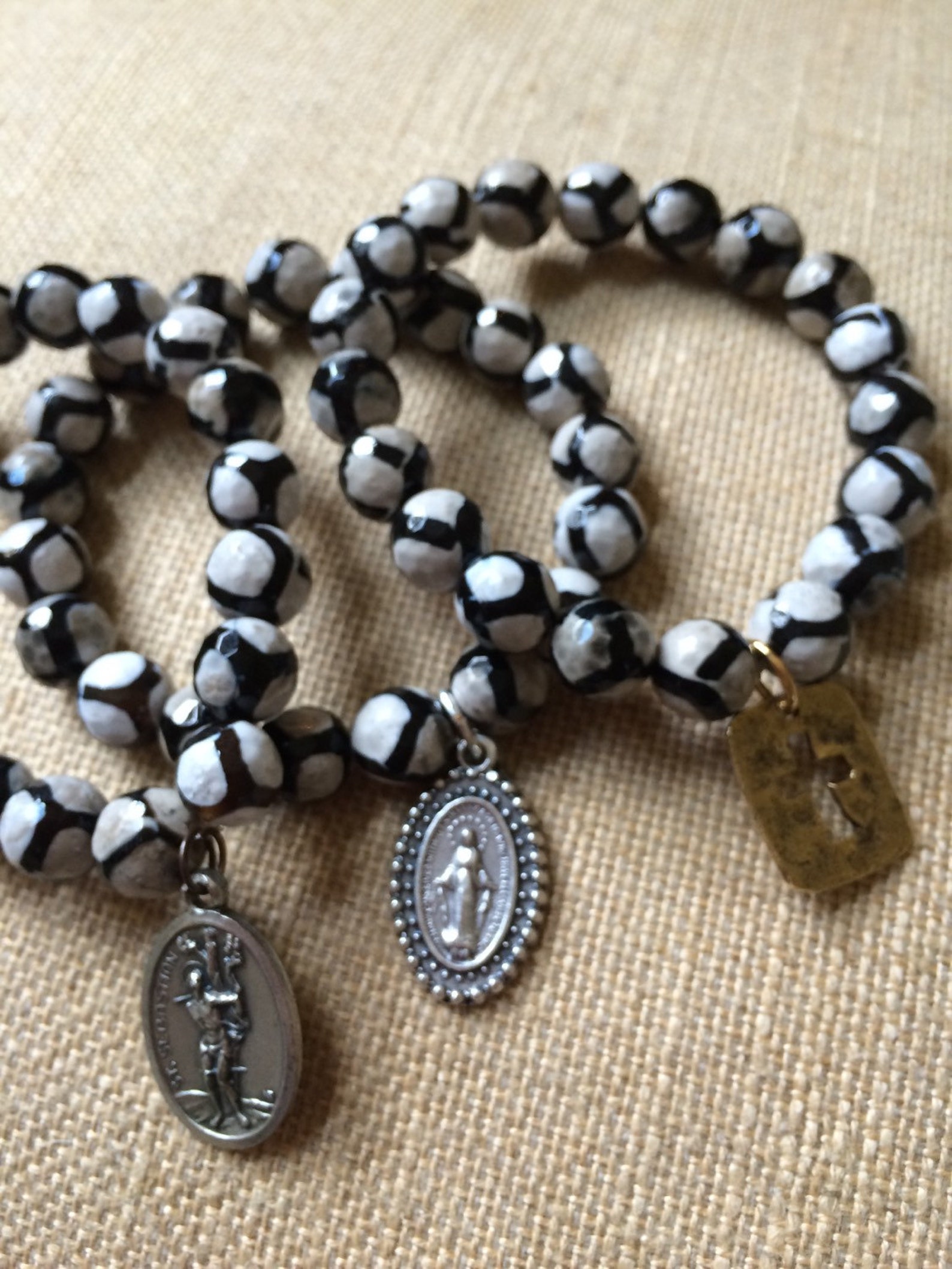 Boho Black Stretch bracelet. Religious Stretch Bracelet Etsy