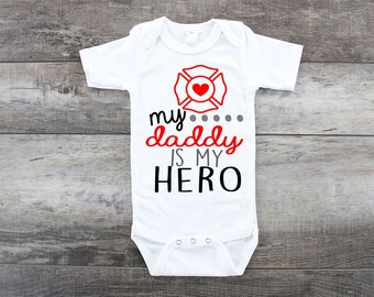 Firefighter Gift Mother/'s Day Onesie Gifts for Dad My Hero Is A Firefighter /& I Call Him DadHer Mom Father/'s Day Onesie New Dad Gift