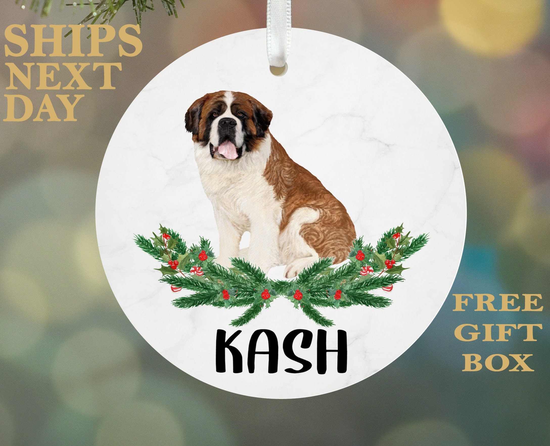 St Bernard Christmas Ornament St Bernard Ornament Custom Etsy