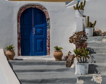 SANTORINI PHOTOGRAPHY, Greece, Door, Blue, Print, Poster, Art,  Santorini, Greek Islands, Colorful, Travel Photography