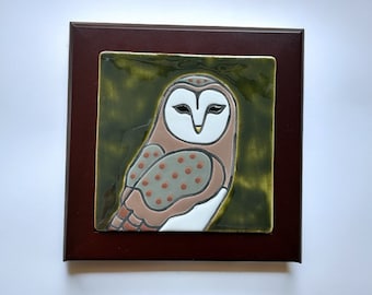 handmade and hand glazed ceramic framed art tile