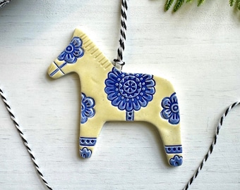 handmade Dala hest Swedish horse ceramic ornament