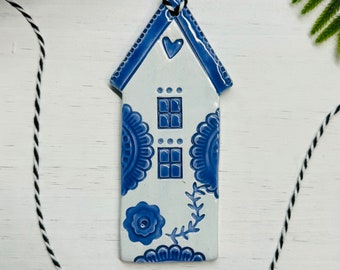 handmade delft blue Dutch house ceramic ornament