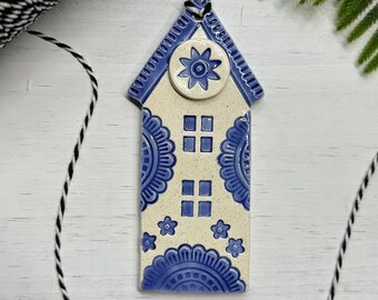 handmade delft blue Dutch house ceramic ornament