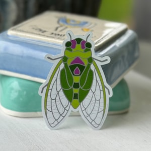 Cicada Vinyl Sticker: Waterproof Illustration