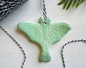 handmade luna moth ceramic ornament