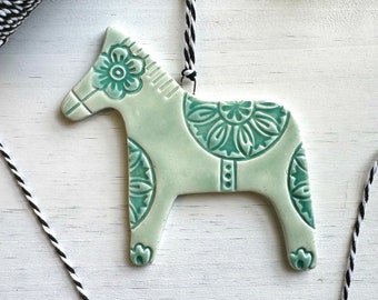 handmade Dala hest Swedish horse ceramic ornament