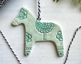 handmade Dala hest Swedish horse ceramic ornament