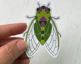 Cicada Vinyl Sticker: Waterproof Illustration