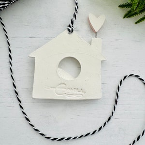 birdhouse with heart handmade ceramic ornament image 6