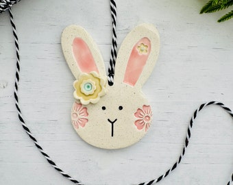 Easter bunny handmade ceramic ornament